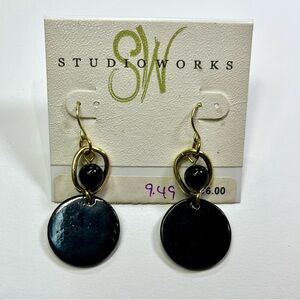 studio works black and gold dangling earrings!